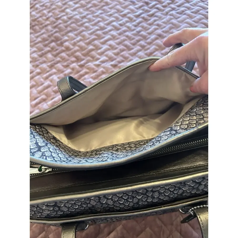 COACH Taylor Gray Snake‎ Print Alexis Carryall Satchel Handbag Purse Retail $398